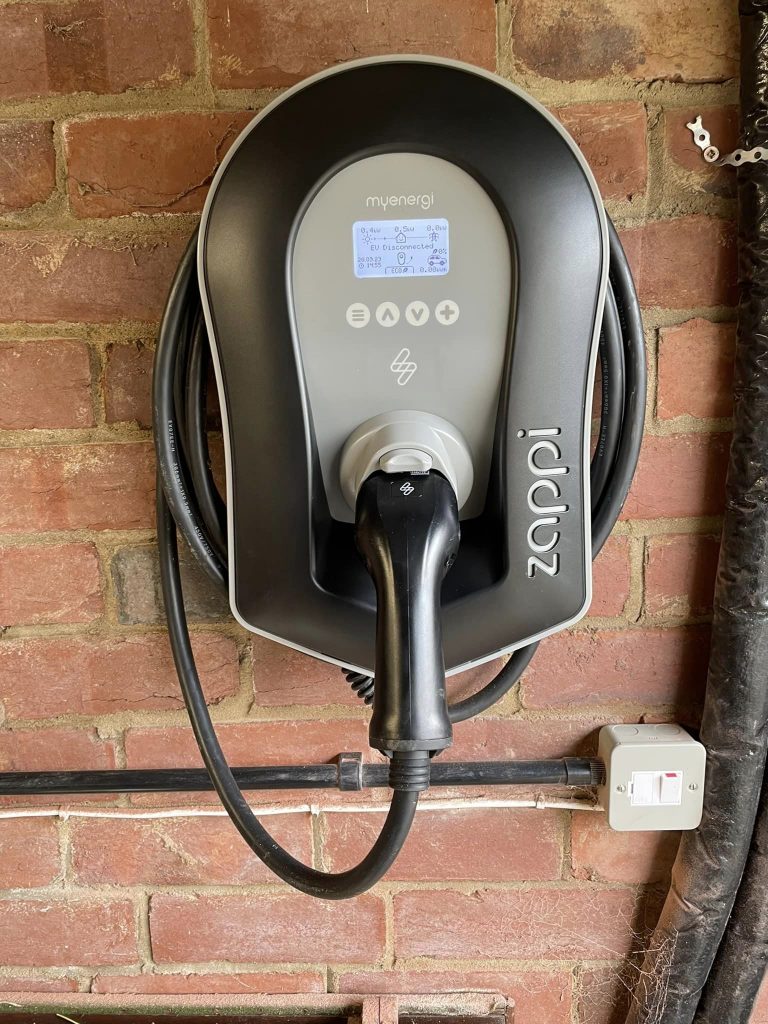 EV Charger installed to a wall for a home